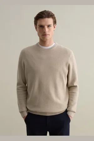 PIOMBO Pullover In Cotone Con Trama Ondulata, Uomo