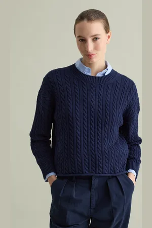 PIOMBO Pullover A Coste Con Lavorazione A Trecce, Donna