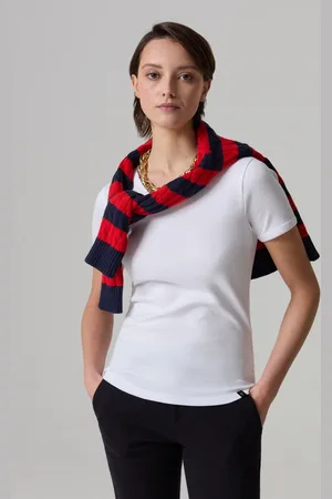 PIOMBO T-shirt Girocollo In Cotone Stretch, Donna