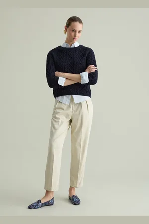 PIOMBO Pullover A Trecce Con Motivo A Rombi, Donna