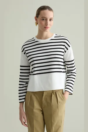 PIOMBO T-shirt Maniche Lunghe In Cotone A Righe, Donna