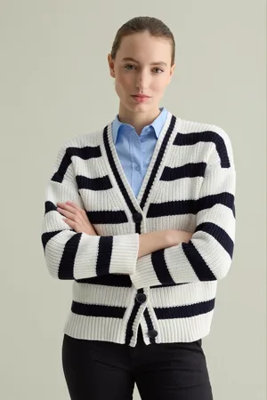 PIOMBO Cardigan Tricot A Righe Con Scollo A V, Donna