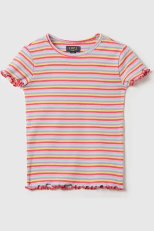 OVS T-shirt A Costine In Fantasia A Righe, Bambina