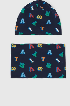 FAGOTTINO Set Berretto E Scaldacollo Stampa Lettere, Bambino