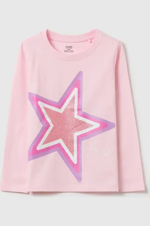 OVS T-shirt A Maniche Lunghe Con Stampa Glitterata, Bambina