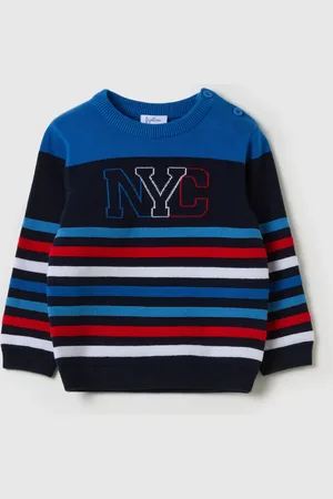 FAGOTTINO Pullover A Righe Con Lettering "nyc", Bambino
