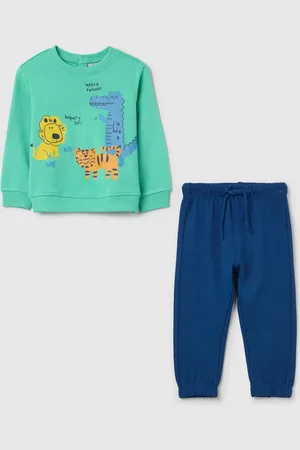FAGOTTINO Jogging Set In French Terry Stampa Animali Della Savana, Bambino