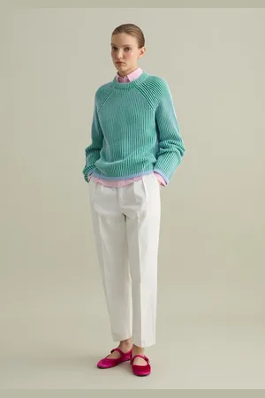 PIOMBO Pullover In Cotone Con Trama A Righe, Donna
