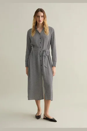 PIOMBO Vestito Chemisier In Viscosa Micro Stampa, Donna