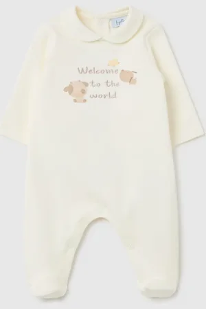FAGOTTINO Tutina In Cotone Con Ricamo "welcome To The World", Unisex