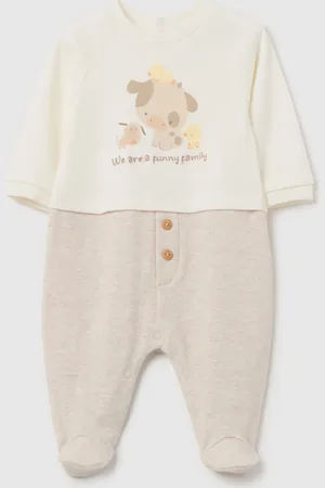 FAGOTTINO Tutina In Cotone Con Piedini Stampa Animali Fattoria, Unisex