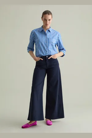PIOMBO Pantalone Flare Fit In Cotone Stretch, Donna