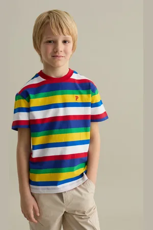 OVS T-shirt In Cotone A Righe Con Ricamo Logo, Bambino