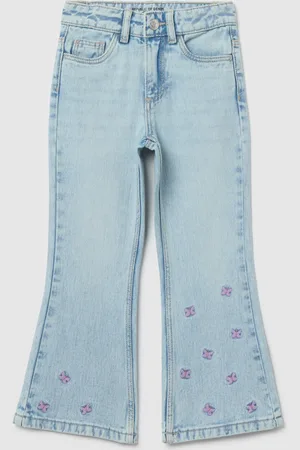 OVS Jeans Flare Fit Cinque Tasche Con Ricamo Farfalle, Bambina
