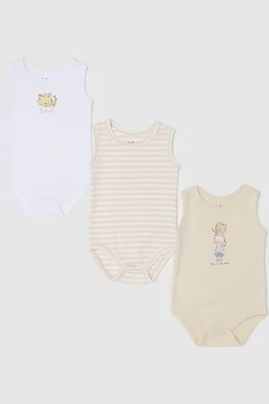 FAGOTTINO Tripack Body Smanicati In Cotone Bio Righe E Stampa, Unisex
