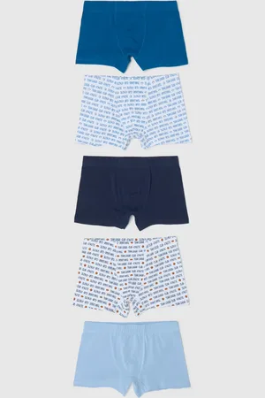 OVS Set Cinque Boxer In Cotone Stretch Motivo Sports, Bambino