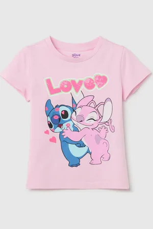 OVS T-shirt In Cotone Con Stampa Angel & Stitch, Bambina