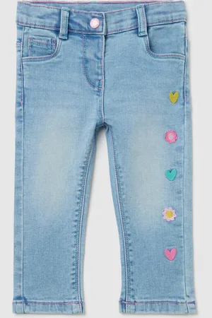 FAGOTTINO Jeans Cinque Tasche Ricamo Cuori E Fiori, Bambina
