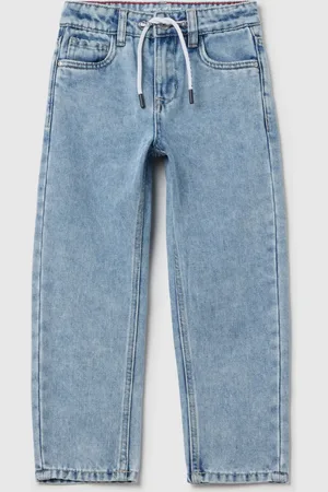 OVS Jeans Straight Fit Acid Wash Con Coulisse, Bambino