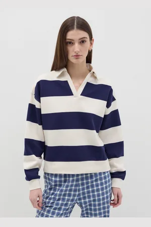 OVS Felpa A Righe Con Scollo A Polo, Donna