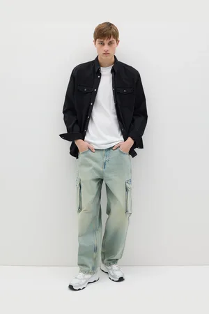 OVS Jeans Cargo Acid Wash Con Scoloriture, Uomo