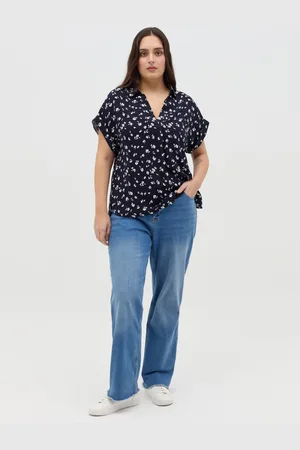 OVS Blusa Con Scollo A V Fantasia Curvy, Donna