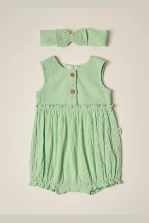 OVS Set Fascetta + Pagliaccetto In Puro Cotone Iana Neonata