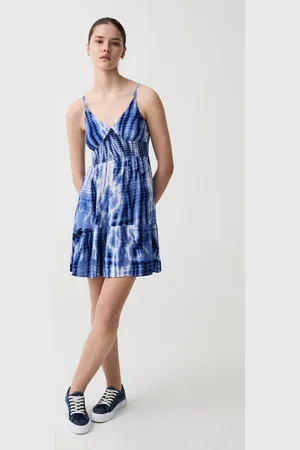 OVS Vestito Corto Con Balza Fantasia, Donna