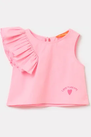 Love Therapy Tank Top Con Volant E Ricamo Lettering, Bambina