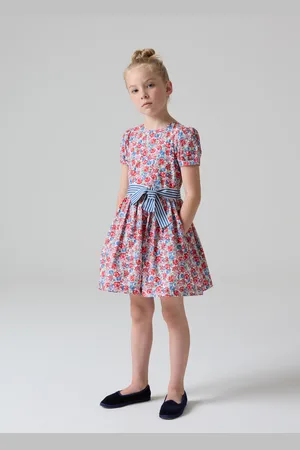 OVS Abito Floreale In Cotone Con Nastro A Righe, Bambina