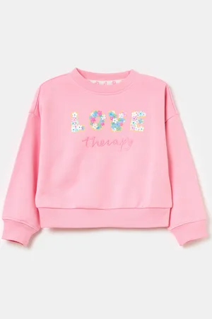 Love Therapy Felpa In French Terry Con Applicazione Fiorellini, Bambina