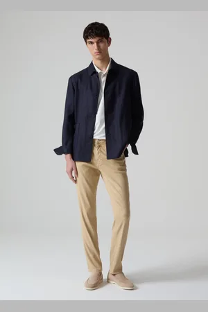 PIOMBO Pantaloni Slim In Lino E Cotone Stretch, Uomo