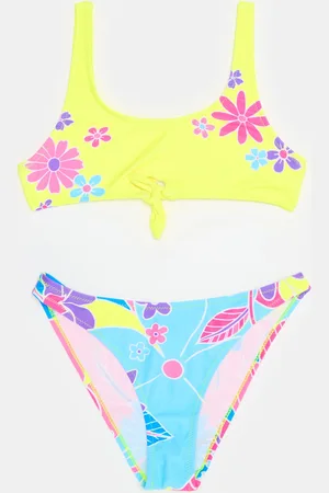 Maui Moisture Bikini Floreale Con Nodo E Stampa Logo, Bambina