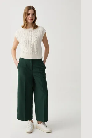 OVS OVS , Pantaloni Cropped Wide Leg Con Pinces, Donna