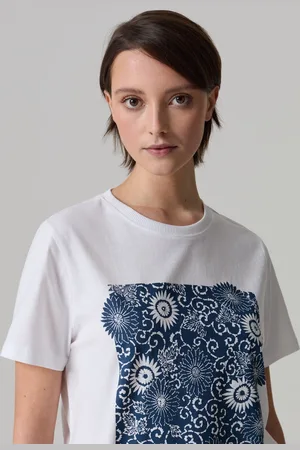 PIOMBO T-shirt In Cotone Bio Con Stampa Floreale, Donna