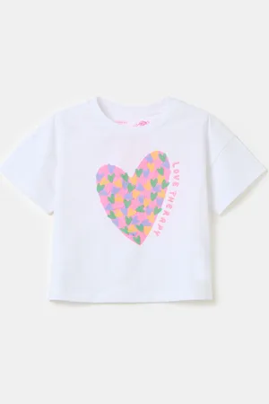 Love Therapy T-shirt In Cotone Con Stampa Cuore, Bambina