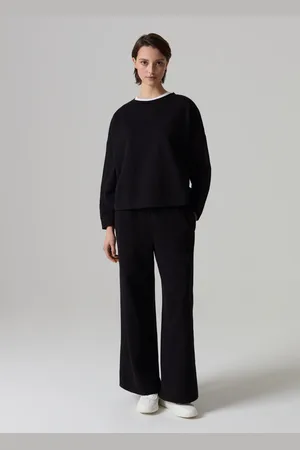 PIOMBO Joggers Wide Leg In French Terry, Donna