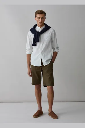 PIOMBO Bermuda Chino In Lino E Cotone Con Coulisse, Uomo