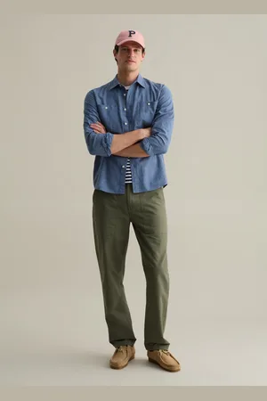 PIOMBO Pantalone Chino In Cotone E Lino, Uomo