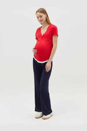 NICOL CARAMEL Pantalone Premaman Tinta Unita, Donna