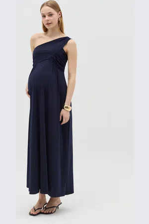 NICOL CARAMEL Vestito Lungo Premaman Asimmetrico, Donna