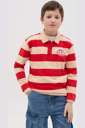 OVS Polo Maniche Lunghe Fantasia A Righe E Ricamo "athls", Bambino