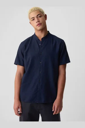GAP Camicia A Maniche Corte Collo Alla Coreana, Uomo