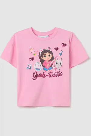 OVS T-shirt In Cotone Stretch Con Paillettes E Stampa Gabby, Bambina