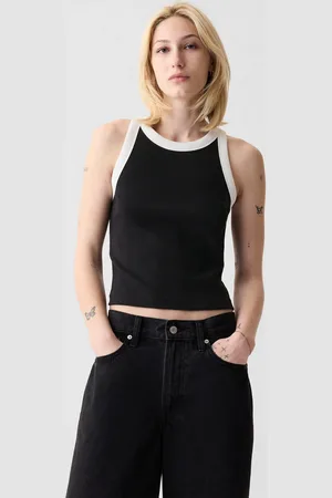 GAP Tank Top Crop A Costine Con Scollo Halter, Donna