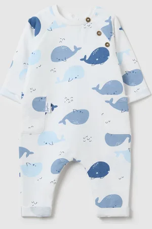 FAGOTTINO Tutina In French Terry Con Stampa Cetacei, Neonato