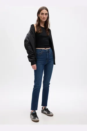 GAP Jeans Slim Fit A Vita Alta Con Orlo A Vivo, Donna