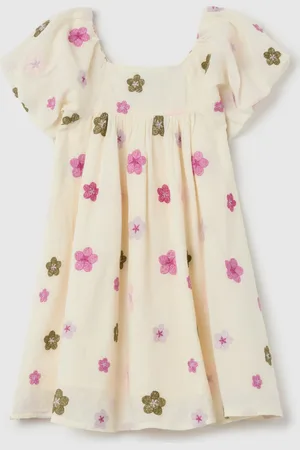 OVS Abito In Cotone Con Ricamo Fiorellini, Bambina