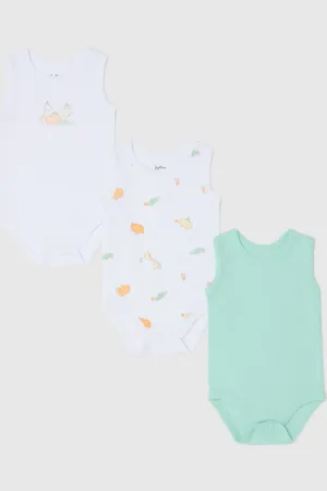 FAGOTTINO Tripack Body Smanicati In Cotone Bio Con Stampa Bianco Verde, Unisex