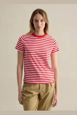 PIOMBO T-shirt A Righe Rosse E Bianche Con Maniche Corte, Donna